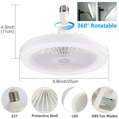 Ventilateur de plafond moderne à LED avec lumière et télécommande