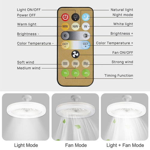 Ventilateur de plafond moderne à LED avec lumière et télécommande