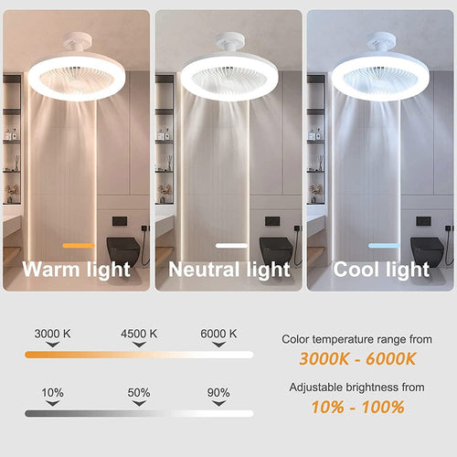 Ventilateur de plafond moderne à LED avec lumière et télécommande
