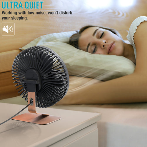 Ventilateur de bureau USB avec flux d'air puissant amélioré et support couleur cuivre